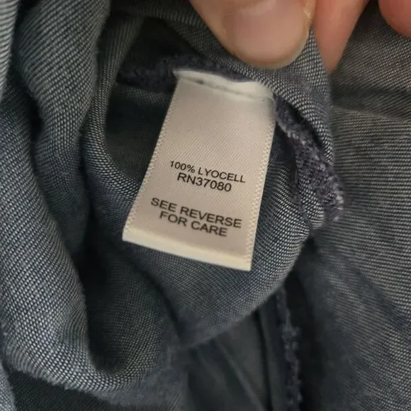 NWT Cato Midi Dress with Belt & Pockets Size M Tiered Skirt chambray-denim-look - Picture 6 of 10